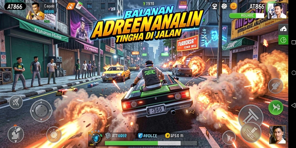 Tampilan gameplay balapan yang seru dan menegangkan di AT866.