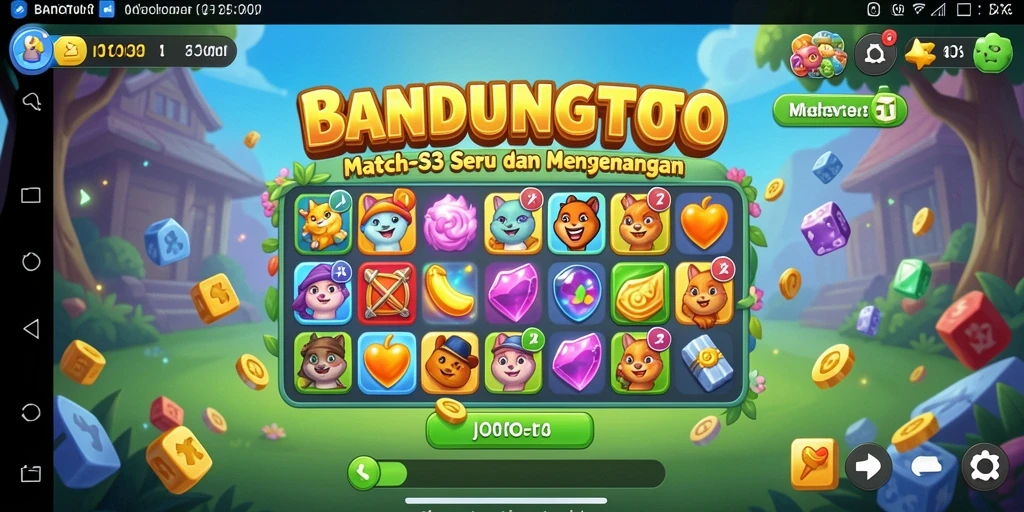 Screenshot utama BANDUNGTOTO menampilkan gameplay Match-3 yang seru.