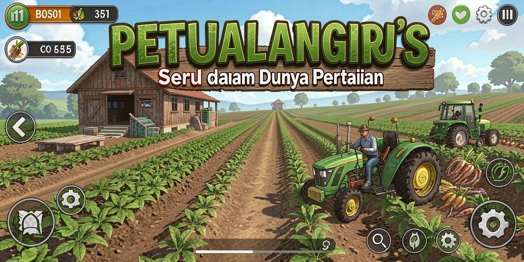 Screenshot gameplay BOS01 menampilkan aktivitas pertanian yang menarik.