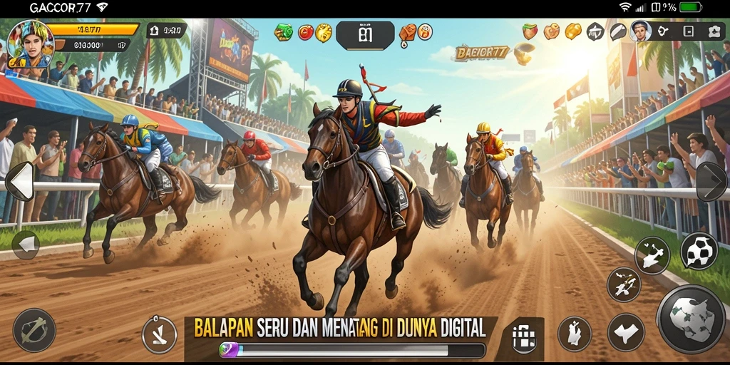 Screenshot gameplay GACOR77 dengan aksi balapan seru.