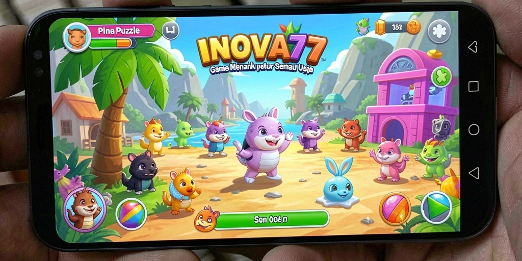 Tangkapan layar gameplay <strong>INOVA77</strong> menunjukkan teka-teki yang menantang dan grafis yang menarik.