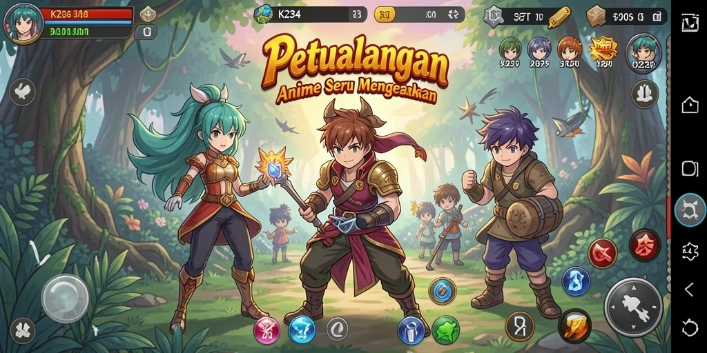 Screenshot utama K234 menampilkan aksi dan karakter anime yang menakjubkan.