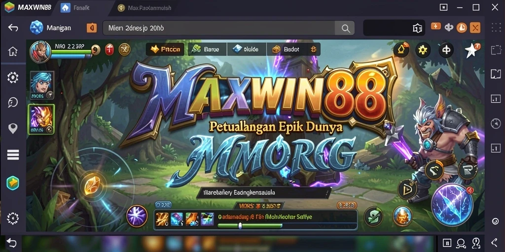 Tangkapan layar gameplay MAXWIN88 dengan aksi seru dalam pertempuran MMORPG.