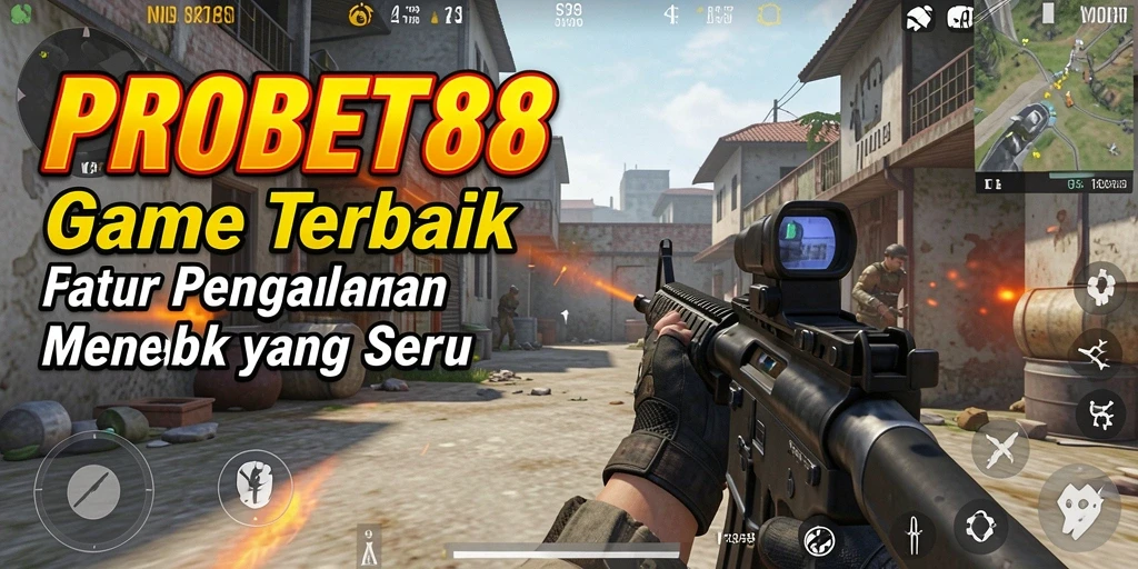 Screenshot PROBET88 menampilkan aksi menembak yang intens dan grafis realistis.
