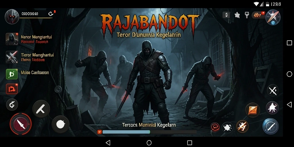 Screenshot gameplay RAJABANDOT yang menampilkan suasana horor yang mengerikan.