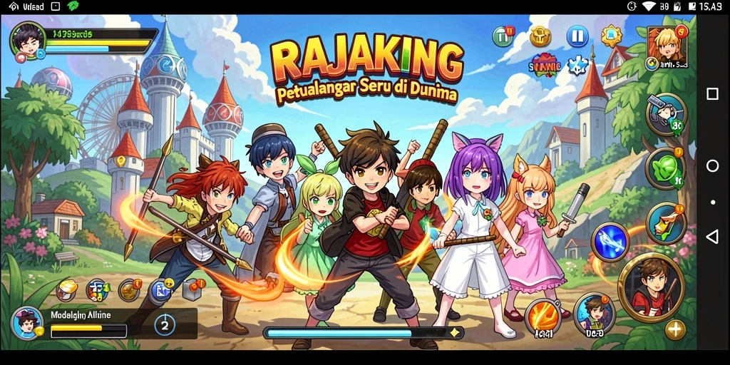 Tampilan gameplay yang dinamis dan penuh aksi dalam RAJAKING.