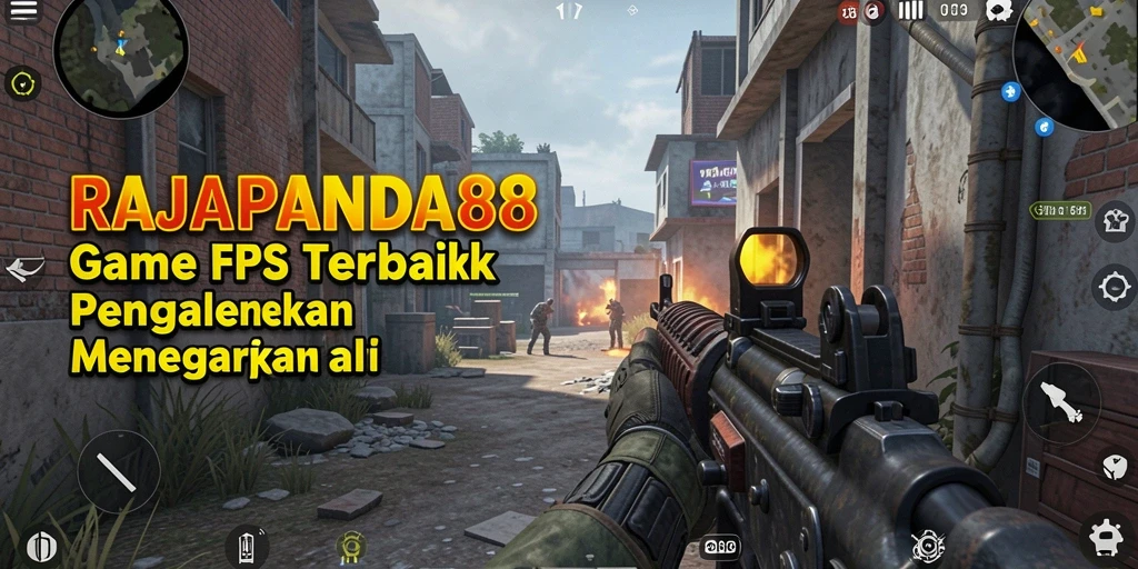Screenshot gameplay RAJAPANDA88 menampilkan pertempuran FPS yang seru.
