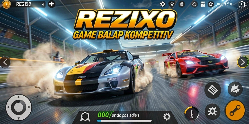 Tampilan gameplay balapan yang seru dan penuh kecepatan.
