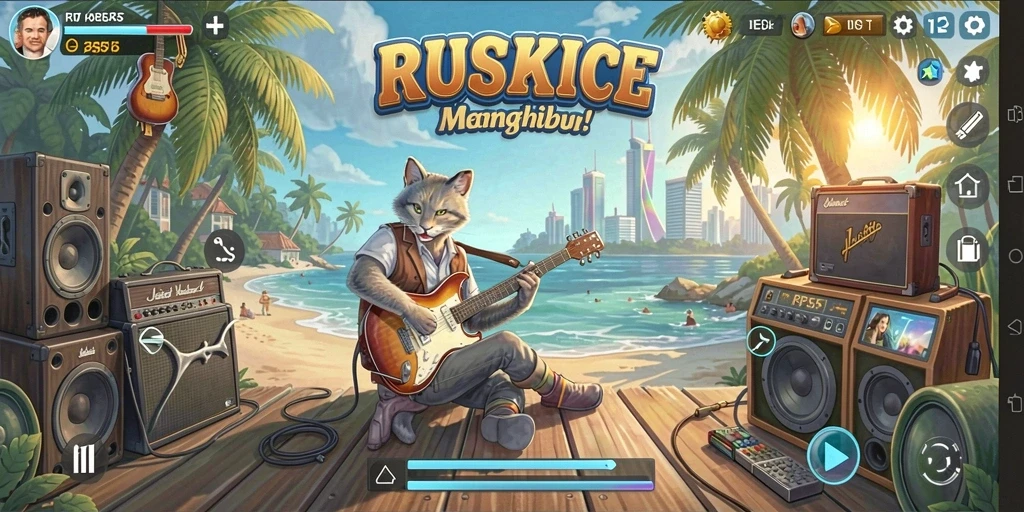 Screenshot RP55 menampilkan pengguna yang asyik bermain lagu.