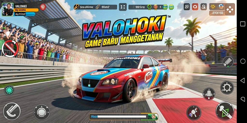 Tampilan menarik dari gameplay VALOHOKI saat balapan berlangsung.