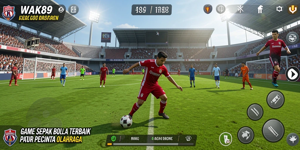 Tampilan gameplay <strong>WAK89</strong> menampilkan pertandingan sepak bola yang intens dan seru.