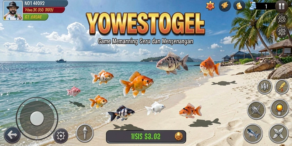 Tampilan gameplay YOWESTOGEL dengan suasana memancing yang mendebarkan.